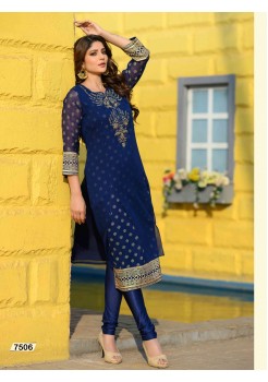 Bright Navy Designer Georgette Kurti 